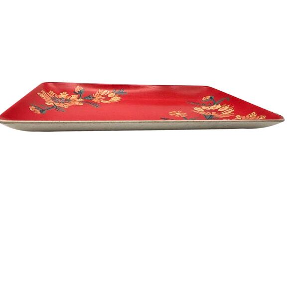 Threshold Melamine Tray Platter Red Floral Boho Gypsy Jewelry Trinkets 10" x 6" - Picture 3 of 6